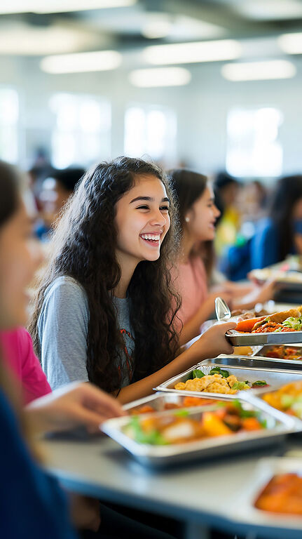 Student enjoying a meal